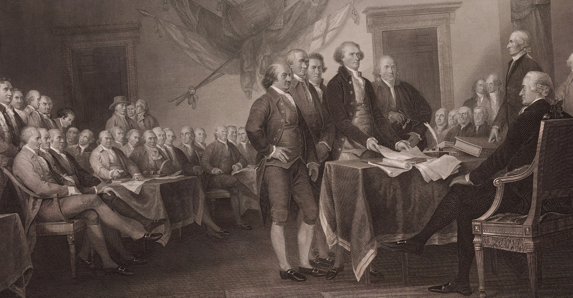 Americas founding fathers signing the declaration of independence